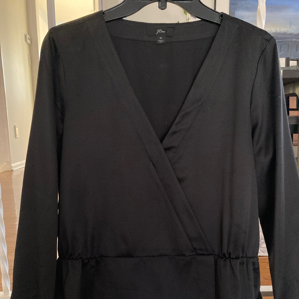 Black Silky JCrew Wrap Top, Size M